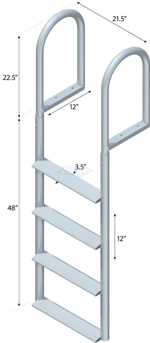 4 Step Straight Ladder with 3-1/2" Wide Steps
