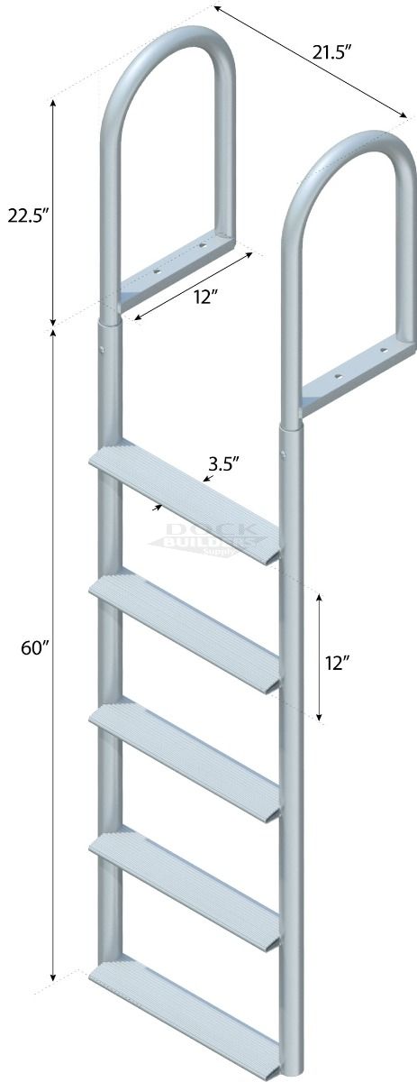 5 Step Straight Ladder with 3-1/2" Wide Steps