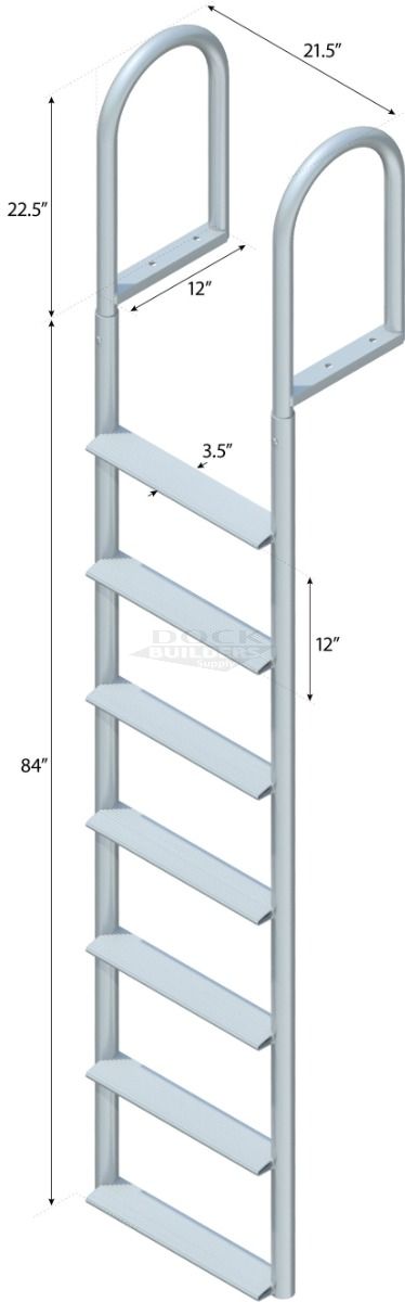 7 Step Straight Ladder with 3-1/2" Wide Steps