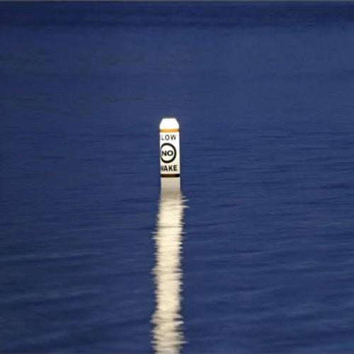 Solar-Powered Lighted Pencil-Style Marker Buoy with "Boat Smart" Labels