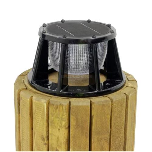 8" Solar Piling Light - Black Finish with Multicolor (White, Amber, or Blue) LEDs