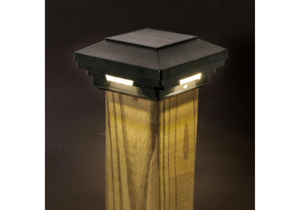 4"x4" Solar Post Cap Light - Black Finish with White LEDs