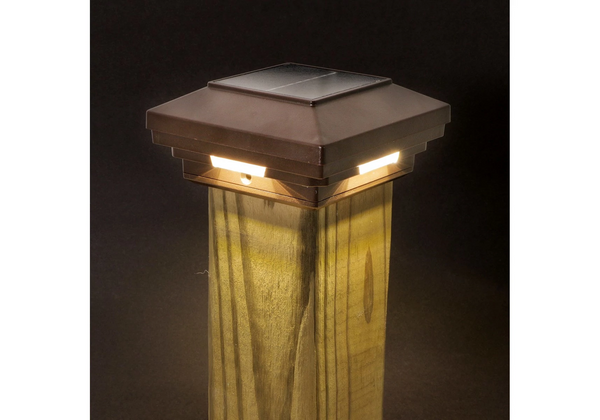 4"x4" Solar Post Cap Light - Brown Finish with White LEDs