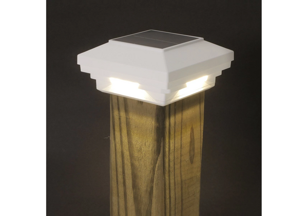 4"x4" Solar Post Cap Light - White Finish with White LEDs