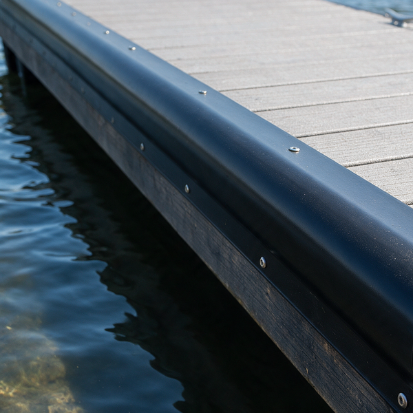 Vinyl Dock Edging, Small P-Shape, Black, 3-1/4" H x 2-1/8" W x 10' L