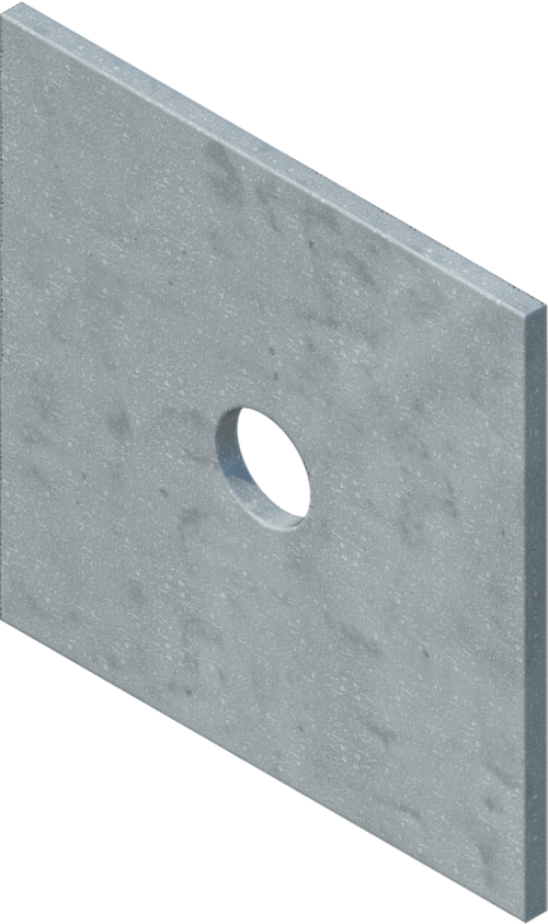 6" x 6" x 1/4" Square Flat Plate Washer for 1" Tieback Rod, Galvanized