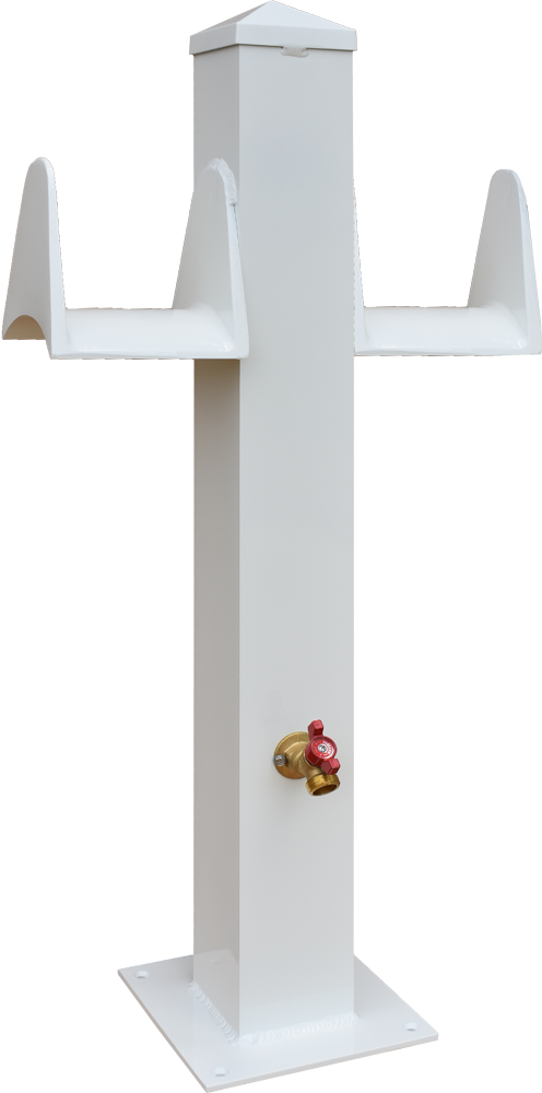 36" Double Water Stanchion, White Finish